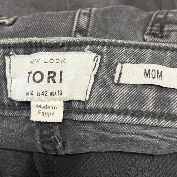 New Look Tori Women's Black Distressed High Waisted Straight Denim Mom Jeans 10 - Picture 4 of 4